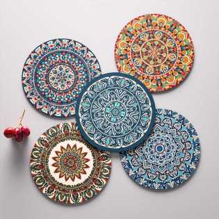 Bohemian anti-slip table coasters set 12cm/16cm