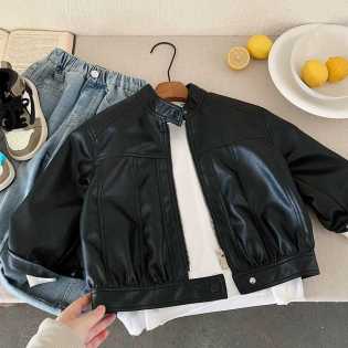 boys' spring and autumn leather jacket