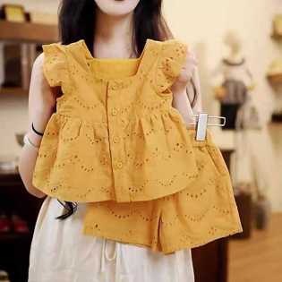 casual sleeveless top shorts baby two-piece set