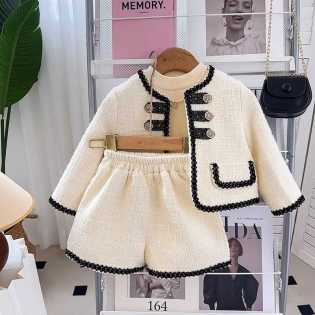 French style coat pants baby fashionable two-piece set
