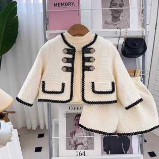 French style coat pants baby fashionable two-piece set