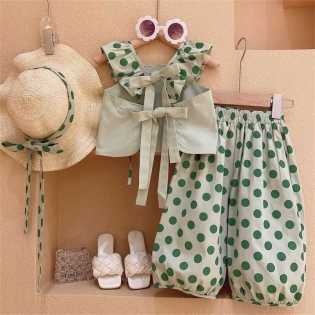 summer sleeveless baby girl two-piece set