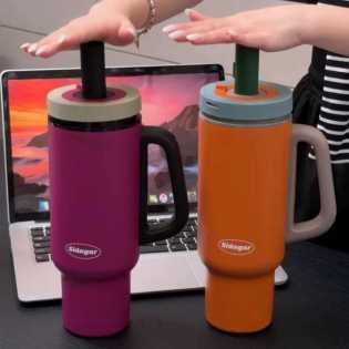 1100ml Big Mac Straw Thermos Large Capacity Water Cup