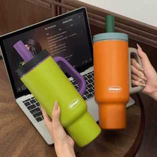 1100ml Big Mac Straw Thermos Large Capacity Water Cup