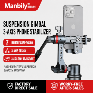 Manbily Mobile Gimbal 3-Axis Stabilizer 360 Degree Rotation Universal Phone Holder YJ-002 with Handl