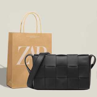Unisex light luxury plaid woven small square bag women's fashion versatile casual cross-body shoulde