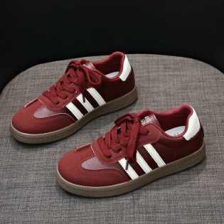 Fashion Unisex Retro Stripe Casual Sneakers – Lace-Up Low-Top Walking Shoes