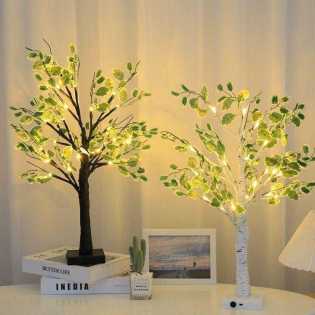 Artificial Warm White Light Tree Table Lamp