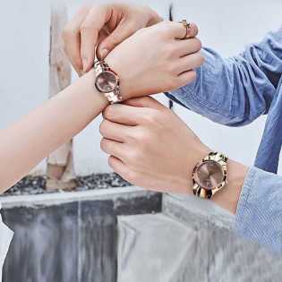 Luxury Rose Gold Couple Quartz Wristwatch Set