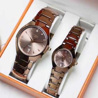 Luxury Rose Gold Couple Quartz Wristwatch Set