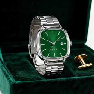 Men’s Luxury Square Quartz Wristwatch – Stainless Steel Strap