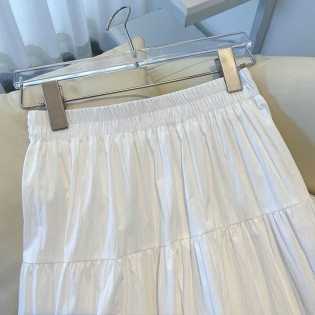 Summer new French wooden white stitching cake skirt