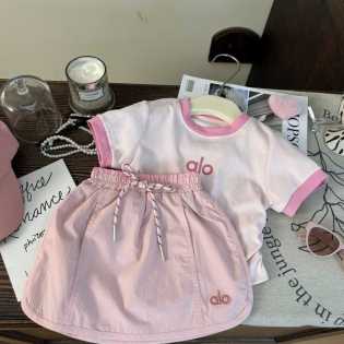 new summer girls children's pink two-piece set trend