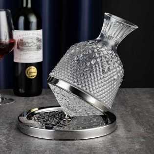 360 Rotating Wine Decanter Tumbler 1500ml Decanter Dispenser Crystal Glass Bottle