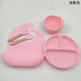 6 PCS Baby Silicone  Meal Training Set with Cutlery