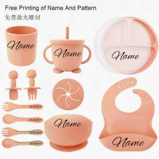 Hi Peggy 13pcs silicone kids tableware set with free customization