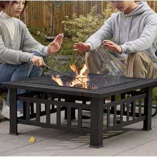 Camping Firewood Stove BBQ Grilling Square Fire Pits Winter Heating Stove Outdoor Charcoal Heating B