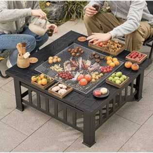 Camping Firewood Stove BBQ Grilling Square Fire Pits Winter Heating Stove Outdoor Charcoal Heating B