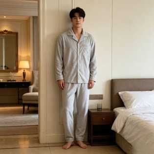 New men's long-sleeved spring pajamas