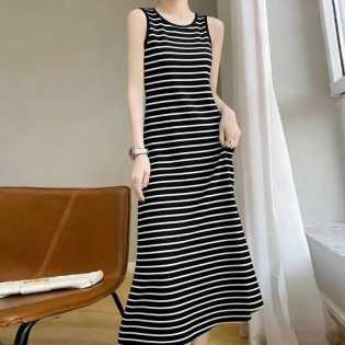 Women’s Casual Sleeveless Striped Maxi Dress