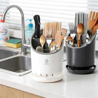 Kitchen Utensil Holder with Drain Tray