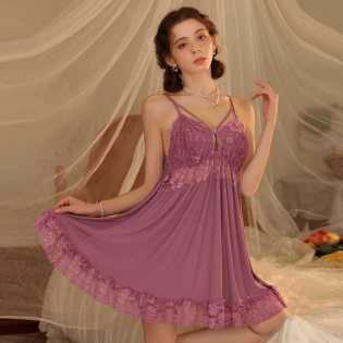 Women’s Lace Trim Spaghetti Strap Nightdress