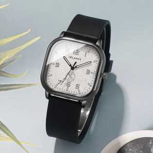 Men’s Square Quartz Wristwatch with Silicone Strap