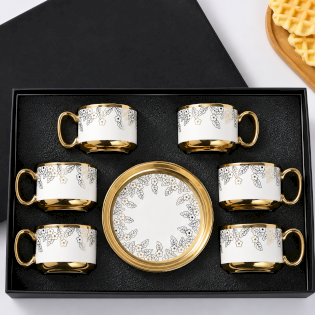 6-Piece Ceramic Coffee Cup & Saucer Set