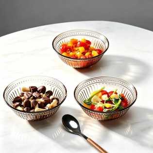 2 Pieces Elegant Glass Stylish Fruit Salad Candy Snack Serving bowls