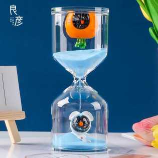 60min Starry Sky Rabbit Aerospace Children's Hourglass Timer Meal Lunch Time Glass Flowing Sand Bott