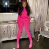 Button top zipper trousers suit