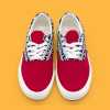 SUPS Red half printed letter canvas Harbour style unisex casual spring sneakers