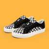SUPS black plaid professional skateboard shoes leather splicing canvas shoes with niche original uni