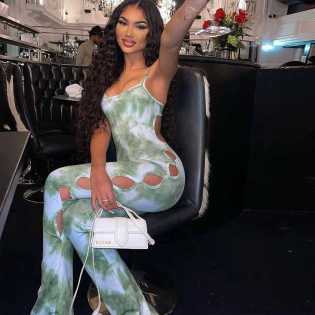 Cutout hip lift wide leg jumpsuit