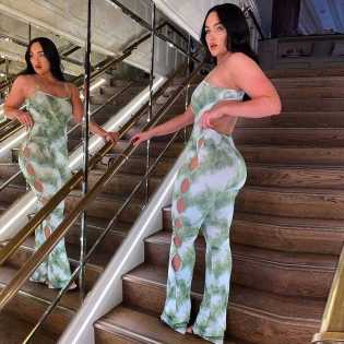 Cutout hip lift wide leg jumpsuit