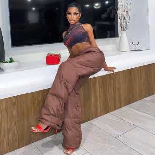 High Waist Slim Fit Straight Cotton Pants