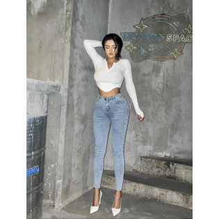 LA PINKY Europe and the United States big butt heart-shaped high waist elastic skinny jeans