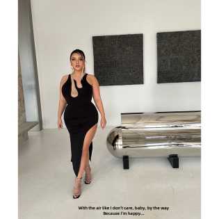 chubby babe plus size European and American flame design mesh splicing hollow slit high elastic dres