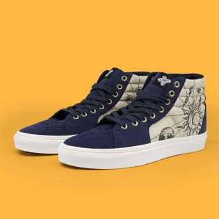 SUPS sun printed canvas High top wide sole unisex casual fashion board shoes