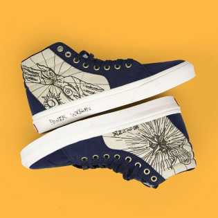 SUPS sun printed canvas High top wide sole unisex casual fashion board shoes
