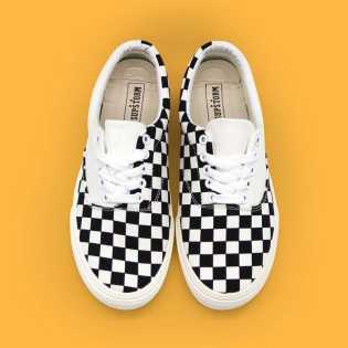 SUPS incompatible low-top canvas shoes irregular checkerboard checkered casual two-duck shoes for me