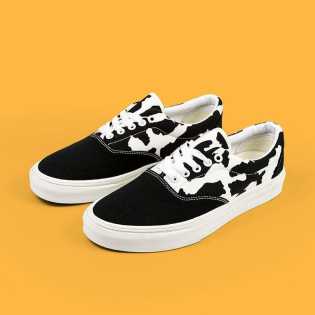 SUPS cow print white black low top canvas casual unisex summer niche fashion shoes