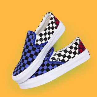 SUPS unisex two-duck check set feet canvas shoes four-color checkerboard patchwork all casual board
