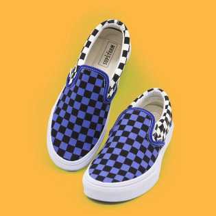 SUPS unisex two-duck check set feet canvas shoes four-color checkerboard patchwork all casual board