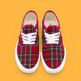SUPS niche red plaid canvas unisex all match student shoes.