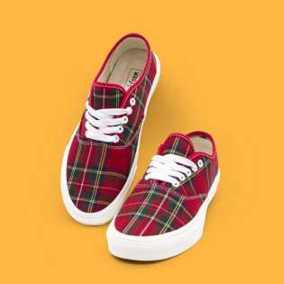 SUPS niche red plaid canvas unisex all match student shoes.
