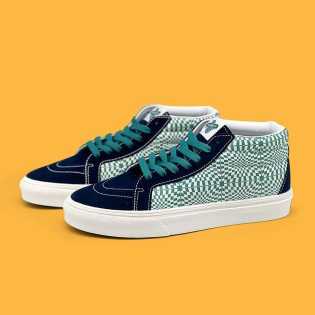 SUPS blue and green patchwork irregular plaid casual national fashion sports canvas shoes