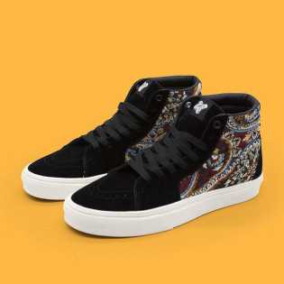 SUPS black color printed high top canvas shoes Fashion unisex summer trend all casual board shoes
