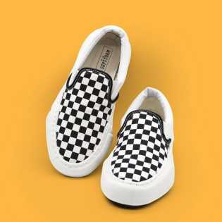 SUPS Soft soles with black and white check low top dissolve checkerboard canvas shoes