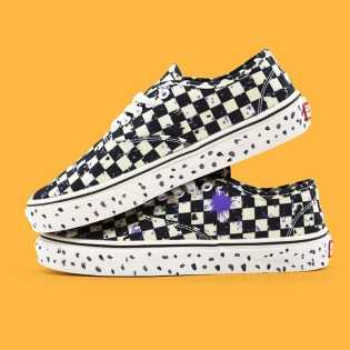 SUPS black and white checkerboard splash-ink graffiti board shoes trend 100 match casual canvas shoe